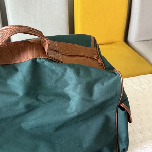 VTG Polo Ralph Lauren Duffle Weekender Travel Bag Large Green Brown Canvas Pony - Picture 4 of 9